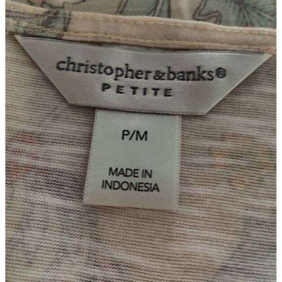 Christopher & Banks Sz Petite MEDIUM PM Floral Border Print Tunic 3/4 Sleeve EUC - Picture 8 of 10